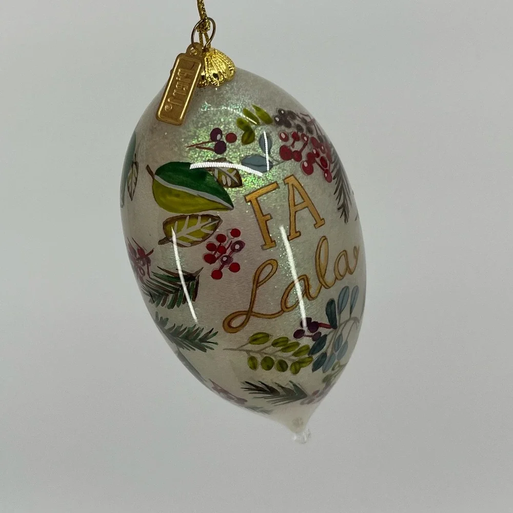 Pier 1 Li Bien Fa La La Ornament 2017 Hand Painted Glass Christmas Boxed